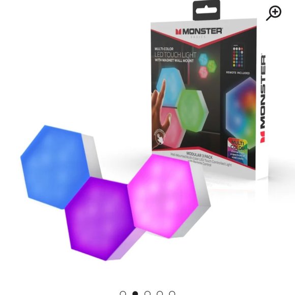 Hexagon Remote Control Multi-Color LED Touch Light, Wall-Mounted, Four Color-Cha - Picture 1 of 7